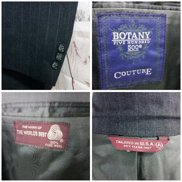 Botany 500 Couture 41R Charcoal Striped 2pc Suit - Picture 8 of 15